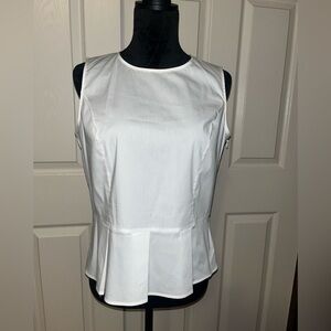 Brooks Brothers White Peplum Sleeveless Top- size 6